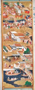 Osakazu Byobu - Japanese eight-panel folding screen by Japanese School