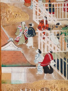 Osakazu Byobu - Japanese eight-panel folding screen by Japanese School