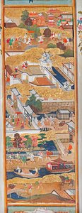 Osakazu Byobu - Japanese eight-panel folding screen by Japanese School