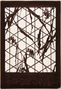 Stencil: Grain, Bark and Branches on Bamboo Trellis