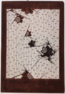 Stencil: Hibiscus and Sparrow by Japanese School