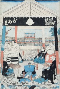 Sumo Wrestlers About to Begin a Match by Japanese School