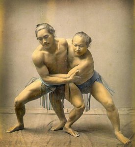 Sumo wrestlers, c.1880