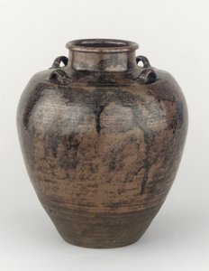 Tea-leaf storage jar with four lugs on squared shoulder, Edo period by Japanese School