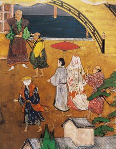 The Arrival of the Portuguese in Japan, Street Scene (detail) by Japanese School