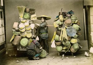 The basket seller, c.1888 by Japanese School