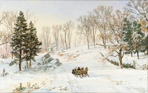 Winter on Ravensdale Road, Hastings-on-Hudson, New York by Jasper Francis Cropsey