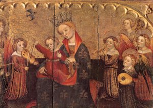 Compartment from an Altarpiece with the Virgin and the Child and Angel Musicians, Early 15th Century