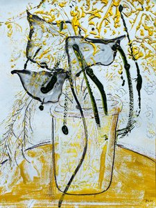 Fleur De Sel No. 08 Gold Black White Monotype by Jay Batlle