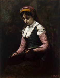 Girl with Mandolin by Jean-Baptiste-Camille Corot