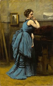 Lady in Blue by Jean Baptiste Camille Corot