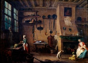 Kitchen Interior in the 18th Century by Jean Baptiste Lallemand