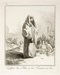 Headdress for Girls and Women in Summer, plate three from Divers Habillements des Peuples du Nord by Jean-Baptiste Le Prince