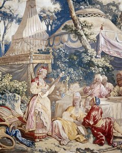 The Outdoor Banquet, Curtain Russian Games (detail)