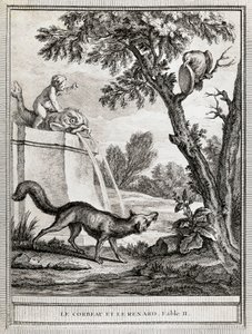 The Crow and the Fox, illustration for the fable by Jean de La Fontaine by Jean Baptiste Oudry