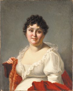 Portrait of Madame Regnault, Bust-Length, in a White Dress and Persimmon Shawl by Jean Baptiste Regnault
