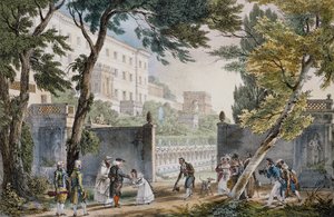 Gallant Scene at Entrance to Villa in Rome by Jean Baptiste Thomas