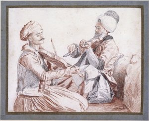 Two Turkish Musicians with Violins by Jean-Étienne Liotard