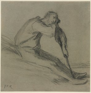 Seated Peasant Resting on a Hoe by Jean-Francois Millet
