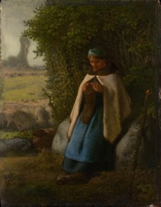 Shepherdess Seated on a Rock by Jean Francois Millet
