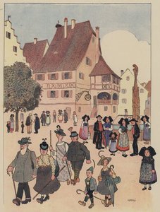 German Tourists in an Alsace Village