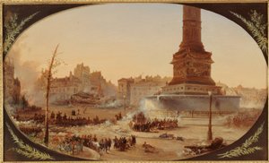 Place de la Bastille and the Barricade at the Entrance of Faubourg Saint-Antoine, June 25, 1848, in 25-6-1848 by Jean Jacques Champin