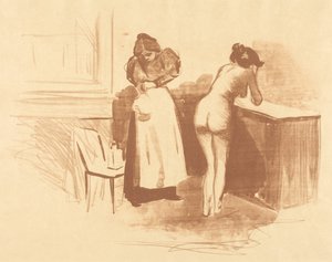 The Massage with Coarse Hair Glove (Wash and Line Plate) by Jean-Louis Forain