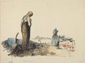 a) Poilu and Prisoner (recto); b) Study of Prisoner (verso) by Jean-Louis Forain