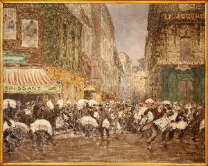 The release of the evening newspapers, rue du Croissant in 1914 by Jean-Louis Lefort