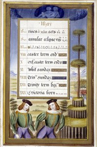 May: Tree of May (Gemini) - facsimile of the Hours of Anne of Brittany, by Jean Bourdichon by Jean (after) Bourdichon