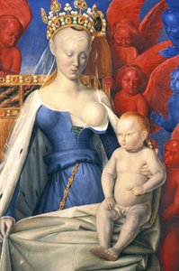 The Nursing Virgin in an Ermine Coat Depicted as Agnes Sorel (detail) (after the Virgin of Antwerp, by Jean Fouquet, circa 1452-1455) by Jean (after) Fouquet