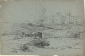 A Rocky Meadow by a River by Jean Achille Benouville