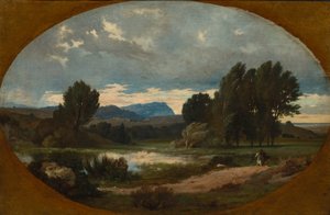 Landscape with Rider on White Horse by Jean Achille Benouville
