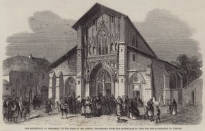 The Archbishop of Chambery, at the Head of his Clergy, Proceeding from the Cathedral to Vote for the Annexation to France by Jean Adolphe Beauce