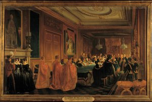 Queen Victoria receiving King Louis-Philippe I as knight in the order of the Jarretiere, at Windsor Castle by Jean Alaux