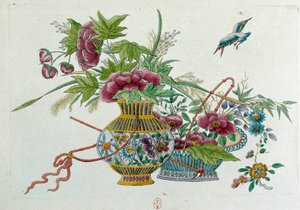 Flowers in a vase. Drawing from a Chinese vase by Jean Antoine Fraisse