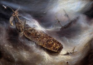 Devotion of Captain Dess, of Bordeaux, towards the Columbus Dutch ship, in the Tempete by Jean Antoine Theodore Gudin