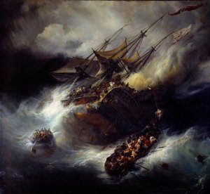 Fire of the Kent Sinking of a Boat by Jean Antoine Theodore Gudin