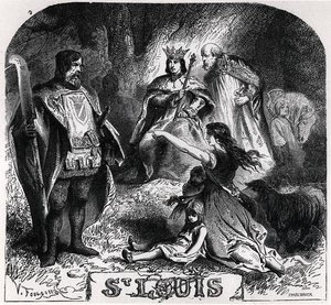 St. Louis renders justice under an oak in Vincennes, from Histoire de France en Tableaux, engraved by Pannemaker by Jean Antoine Valentin Foulquier