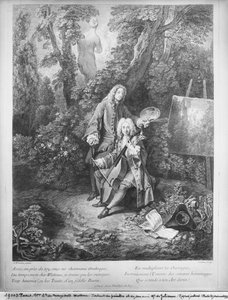 Jean Antoine Watteau and His Friend Monsieur de Julienne, Engraved by Nicolas Henri Tardieu by Jean Antoine Watteau