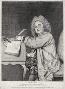 Portrait of Jean-Ferry Rebel Engraved by Moyreau by Jean Antoine Watteau