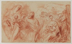Sheet of Studies After Old Masters by Jean Antoine Watteau