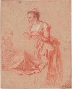 Two Figure Studies of a Young Woman by Jean Antoine Watteau
