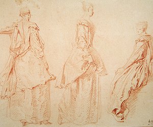 Three Women, One Seated on the Right by Jean Antoine Watteau