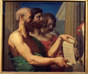 Portraits of playwrights Aeschylus (525-456 BC), Sophocles (495-406 BC) and Euripides (480-406 BC). Painting by Jean Auguste Dominique Ingres (1780-1867) 1866 by Jean Auguste Dominique Ingres