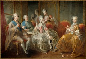 The Family of the Duke of Penthievre in 1768 or La Tasse de Chocolat: reunited portraits of the Duke of Penthievre, of his son the Prince of Lamballe, of the Princess of Lamballe, of his daughter Mademoiselle de Penthi