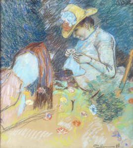 Madame Guillaumin Sewing by Jean Baptiste Armand Guillaumin