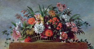 Woven Basket Filled with Flowers by Jean Baptiste Belin de Fontenay