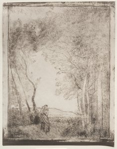 A Young Mother at the Entrance of a Wood, Original Impression 1856, Printed in 1921
