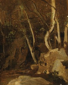 At Civita Castellana, Wooded Rocks by Jean Baptiste Camille Corot
